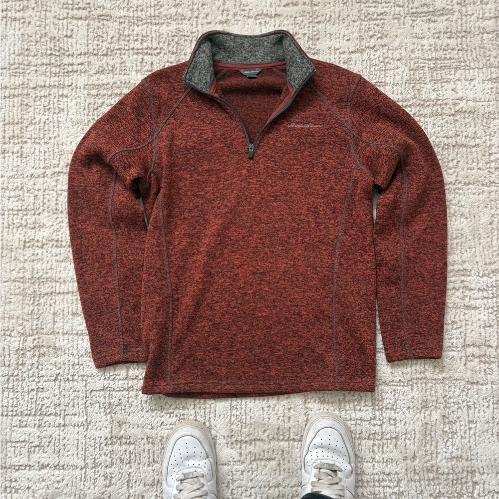 Eddie Bauer Men's Brick Red Zip-Up Sweater